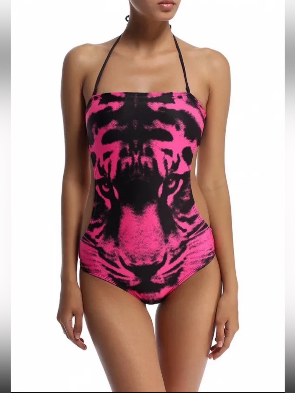 Tally Weijl, One piece black and pink tiger swimsuit, size S